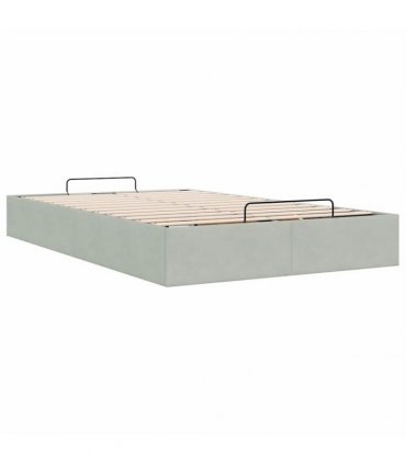 vidaXL Ottoman Bed Frame No Mattress Light Grey Double Velvet