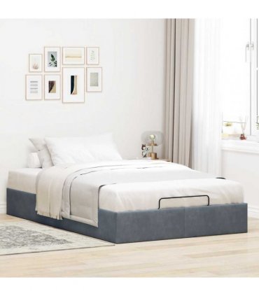 vidaXL Ottoman Bed Frame No Mattress Dark Grey Double Velvet