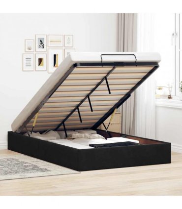 vidaXL Ottoman Bed Frame No Mattress Black Double Velvet