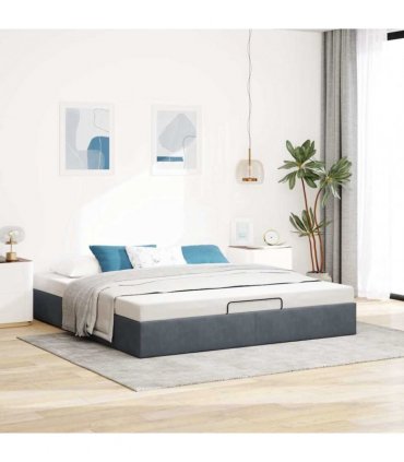 vidaXL Ottoman Bed Frame No Mattress Dark Grey Super King Velvet