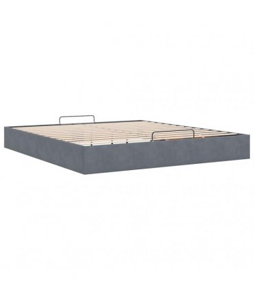 vidaXL Ottoman Bed Frame No Mattress Dark Grey Super King Velvet