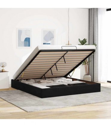 vidaXL Ottoman Bed Frame No Mattress Black Super King Velvet