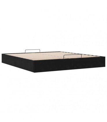 vidaXL Ottoman Bed Frame No Mattress Black Super King Velvet