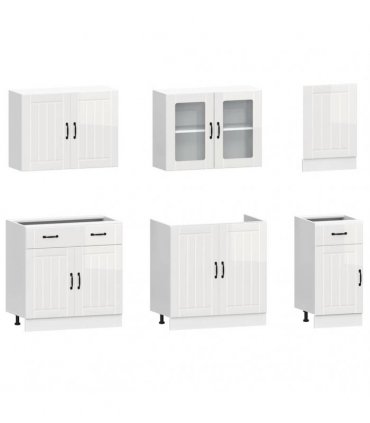 vidaXL 7 Piece Kitchen Cabinet Set "Lucca" High Gloss White