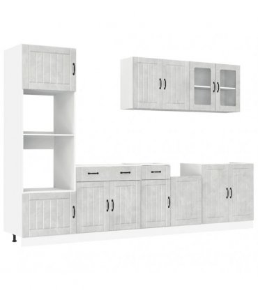 vidaXL 7 Piece Kitchen Cabinet Set "Lucca" Concrete Grey Engineered Wood