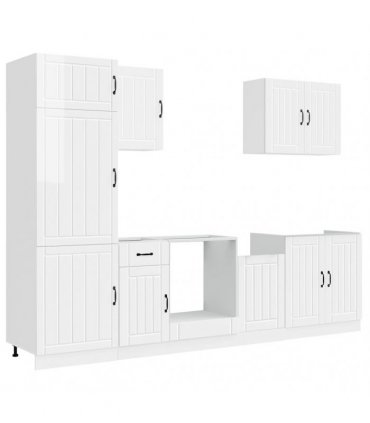 vidaXL 7 Piece Kitchen Cabinet Set "Lucca" High Gloss White Engineered Wood