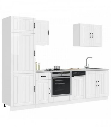 vidaXL 7 Piece Kitchen Cabinet Set "Lucca" High Gloss White Engineered Wood