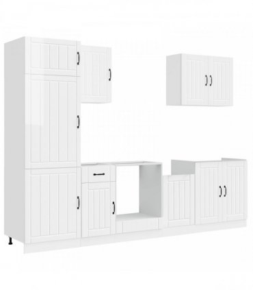 vidaXL 7 Piece Kitchen Cabinet Set "Lucca" High Gloss White Engineered Wood