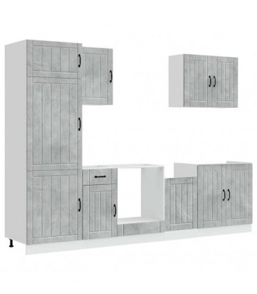 vidaXL 7 Piece Kitchen Cabinet Set "Lucca" Concrete Grey Engineered Wood