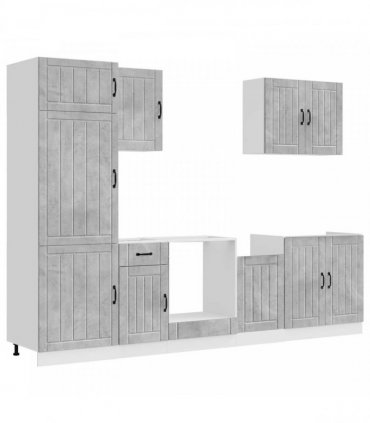 vidaXL 7 Piece Kitchen Cabinet Set "Lucca" Concrete Grey Engineered Wood