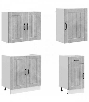 vidaXL 7 Piece Kitchen Cabinet Set "Lucca" Concrete Grey Engineered Wood