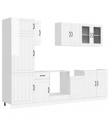 vidaXL 8 Piece Kitchen Cabinet Set "Lucca" High Gloss White Engineered Wood