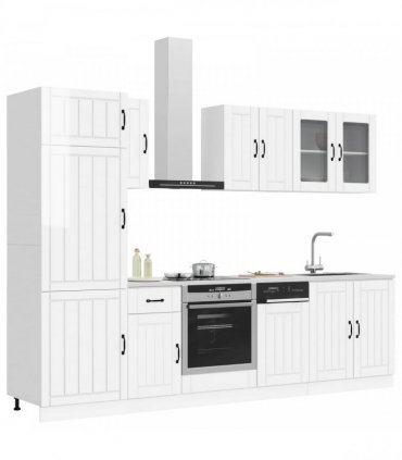 vidaXL 8 Piece Kitchen Cabinet Set "Lucca" High Gloss White Engineered Wood