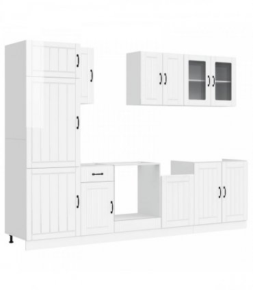 vidaXL 8 Piece Kitchen Cabinet Set "Lucca" High Gloss White Engineered Wood