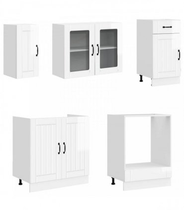 vidaXL 8 Piece Kitchen Cabinet Set "Lucca" High Gloss White Engineered Wood