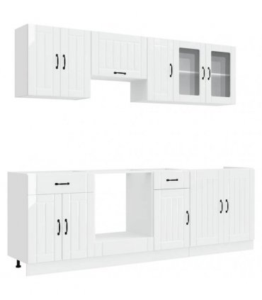vidaXL 8 Piece Kitchen Cabinet Set "Lucca" High Gloss White