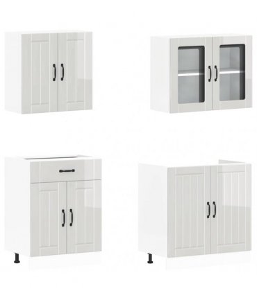 vidaXL 4 Piece Kitchen Cabinet Set "Lucca" High Gloss White