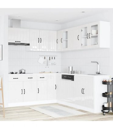 vidaXL 11 Piece Kitchen Cabinet Set "Lucca" Gloss White Engineered Wood