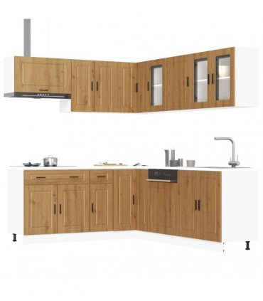 vidaXL 11 Piece Kitchen Cabinet Set "Porto" Artisan Oak Engineered Wood