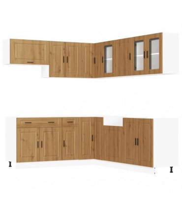 vidaXL 11 Piece Kitchen Cabinet Set "Porto" Artisan Oak Engineered Wood