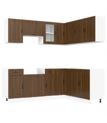 vidaXL 11 Piece Kitchen Cabinet Set "Porto" Brown Oak Engineered Wood