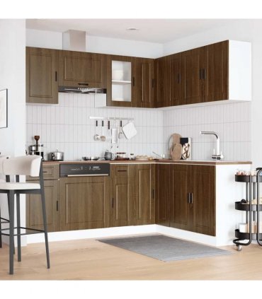 vidaXL 11 Piece Kitchen Cabinet Set "Porto" Brown Oak Engineered Wood