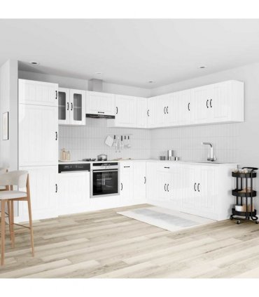 vidaXL 14 Piece Kitchen Cabinet Set "Lucca" Gloss White Engineered Wood