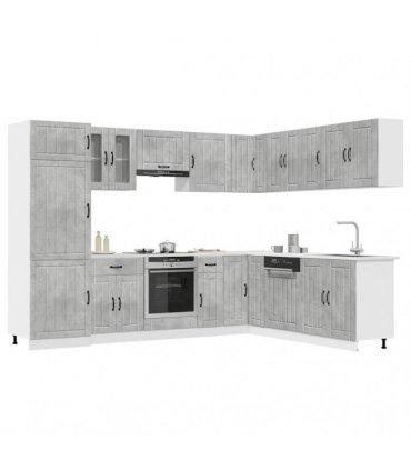 vidaXL 14 Piece Kitchen Cabinet Set "Lucca" Concrete Grey