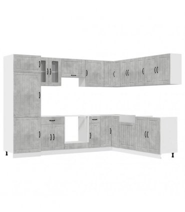 vidaXL 14 Piece Kitchen Cabinet Set "Lucca" Concrete Grey