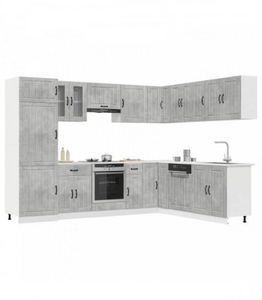 vidaXL 14 Piece Kitchen Cabinet Set "Lucca" Concrete Grey