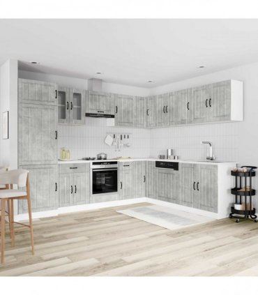 vidaXL 14 Piece Kitchen Cabinet Set "Lucca" Concrete Grey