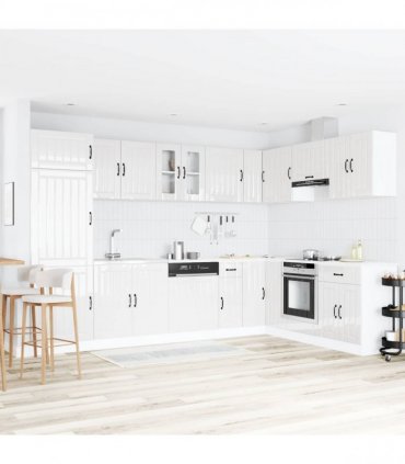 vidaXL Sink Base Cabinet Lucca 2 pcs High Gloss White Engineered Wood