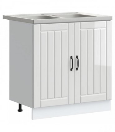 vidaXL Sink Base Cabinet Lucca 2 pcs High Gloss White Engineered Wood