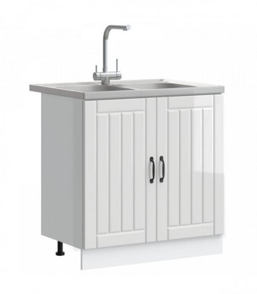 vidaXL Sink Base Cabinet Lucca 2 pcs High Gloss White Engineered Wood