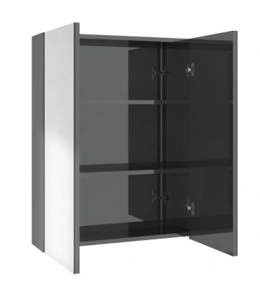 vidaXL Bathroom Mirror Cabinet 60x15x75 cm MDF Shining Grey