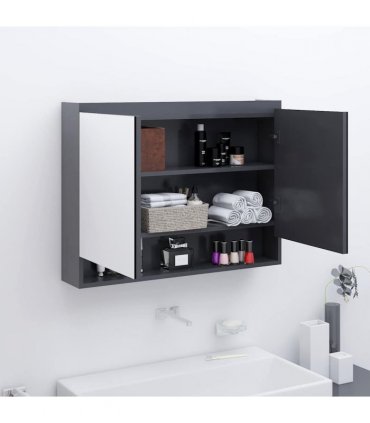 vidaXL Bathroom Mirror Cabinet 80x15x60 cm MDF Grey