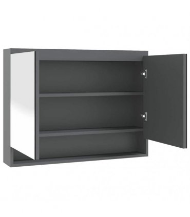 vidaXL Bathroom Mirror Cabinet 80x15x60 cm MDF Grey