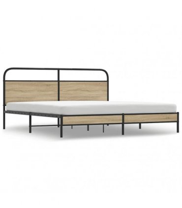 vidaXL Metal Bed Frame without Mattress Smoked Oak 183x213 cm