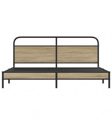vidaXL Metal Bed Frame without Mattress Smoked Oak 193x203 cm