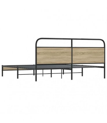 vidaXL Metal Bed Frame without Mattress Smoked Oak 193x203 cm
