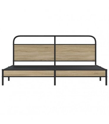 vidaXL Metal Bed Frame without Mattress Smoked Oak 200x200 cm