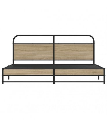 vidaXL Metal Bed Frame without Mattress Smoked Oak 200x200 cm