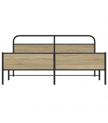 vidaXL Metal Bed Frame without Mattress Smoked Oak 150x200 cm