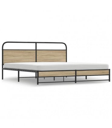 vidaXL Metal Bed Frame without Mattress Smoked Oak 183x213 cm