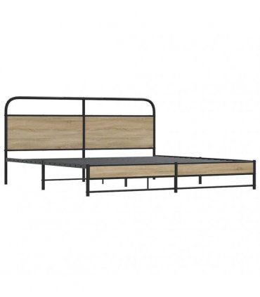vidaXL Metal Bed Frame without Mattress Smoked Oak 183x213 cm