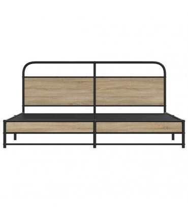 vidaXL Metal Bed Frame without Mattress Smoked Oak 183x213 cm