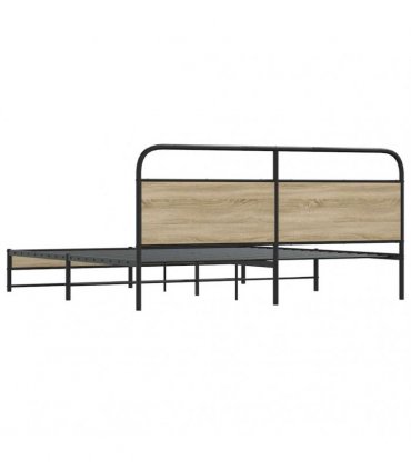 vidaXL Metal Bed Frame without Mattress Smoked Oak 183x213 cm
