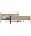 vidaXL Metal Bed Frame without Mattress Smoked Oak 193x203 cm