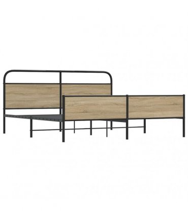 vidaXL Metal Bed Frame without Mattress Smoked Oak 193x203 cm