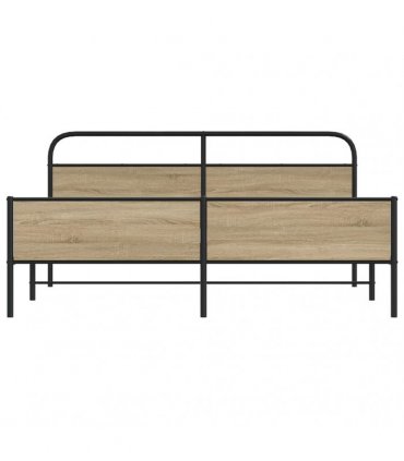 vidaXL Metal Bed Frame without Mattress Smoked Oak 193x203 cm